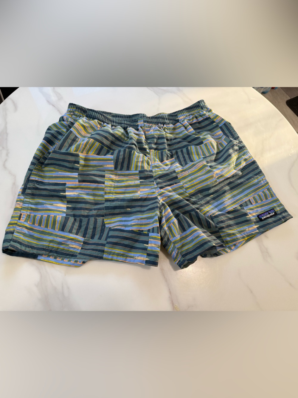 Patagonia Men's Patterned Blue Green Striped Shorts